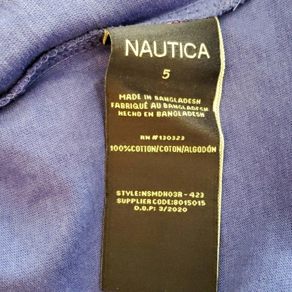 Nautica Girls' Blue Ruffle Top Neon Palm Tree Print Cold Shoulder Dress Size 5 - Picture 7 of 7